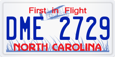 NC license plate DME2729