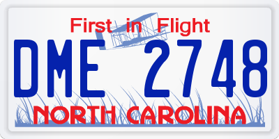 NC license plate DME2748