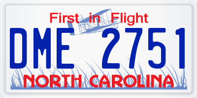 NC license plate DME2751