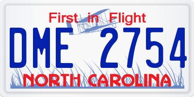 NC license plate DME2754