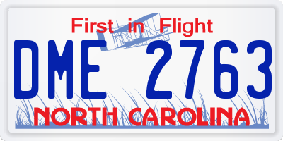 NC license plate DME2763