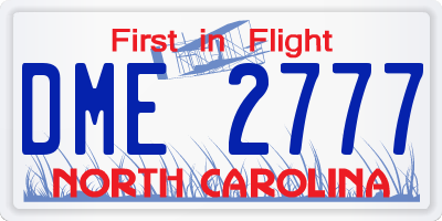 NC license plate DME2777