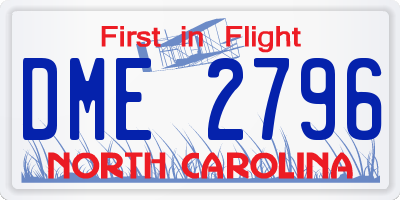NC license plate DME2796