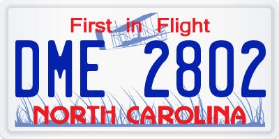 NC license plate DME2802