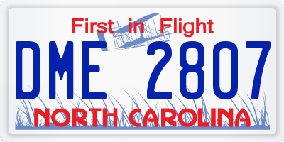 NC license plate DME2807
