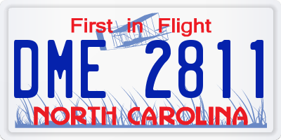 NC license plate DME2811