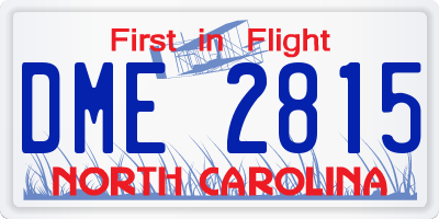 NC license plate DME2815