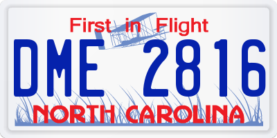 NC license plate DME2816