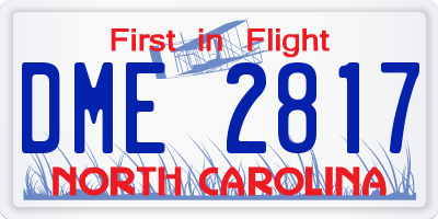 NC license plate DME2817