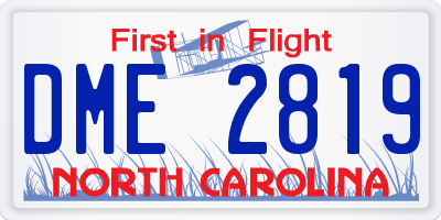 NC license plate DME2819