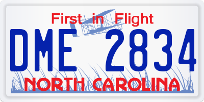NC license plate DME2834