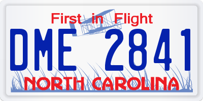 NC license plate DME2841