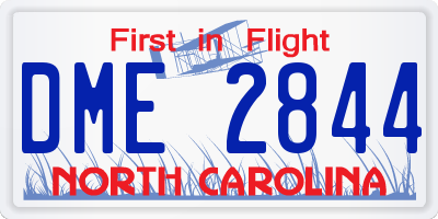 NC license plate DME2844