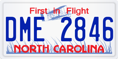 NC license plate DME2846