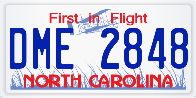 NC license plate DME2848