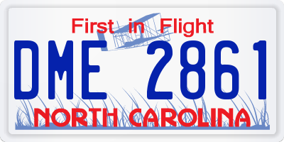 NC license plate DME2861