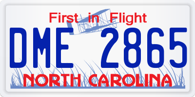 NC license plate DME2865