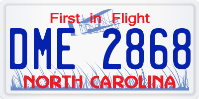 NC license plate DME2868