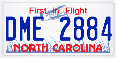 NC license plate DME2884