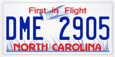 NC license plate DME2905