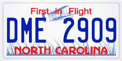 NC license plate DME2909