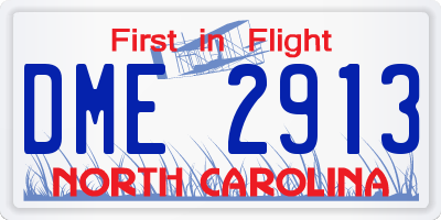 NC license plate DME2913