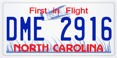 NC license plate DME2916