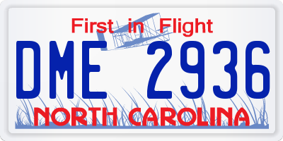 NC license plate DME2936