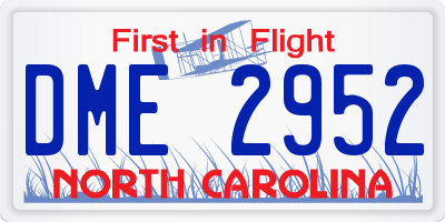 NC license plate DME2952
