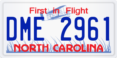 NC license plate DME2961