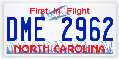 NC license plate DME2962