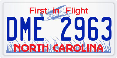 NC license plate DME2963