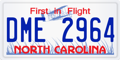 NC license plate DME2964