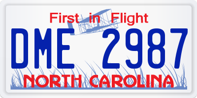 NC license plate DME2987