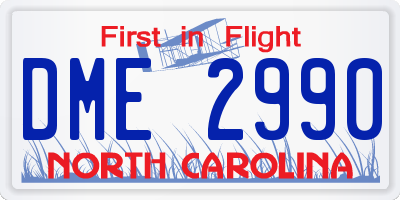 NC license plate DME2990