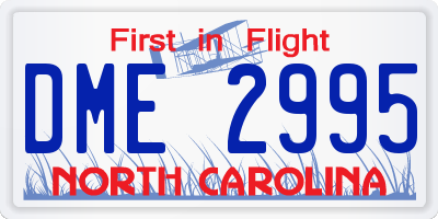 NC license plate DME2995