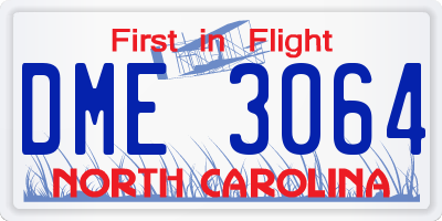 NC license plate DME3064