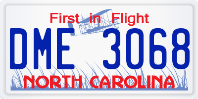 NC license plate DME3068