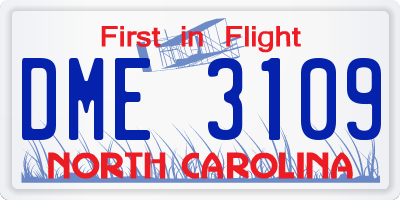 NC license plate DME3109