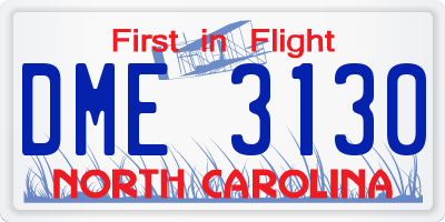 NC license plate DME3130