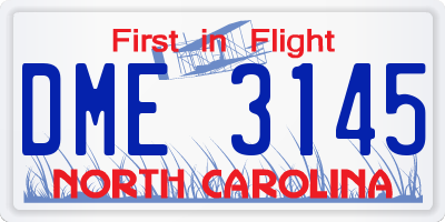 NC license plate DME3145