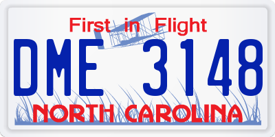 NC license plate DME3148