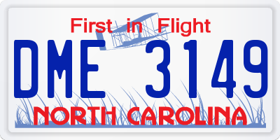 NC license plate DME3149