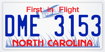 NC license plate DME3153