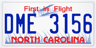 NC license plate DME3156