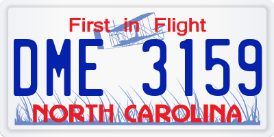 NC license plate DME3159