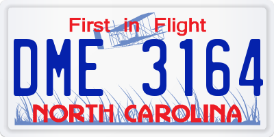NC license plate DME3164