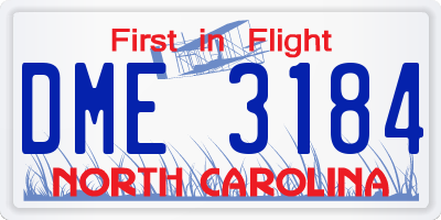 NC license plate DME3184