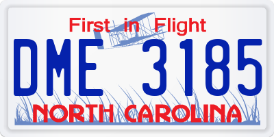 NC license plate DME3185