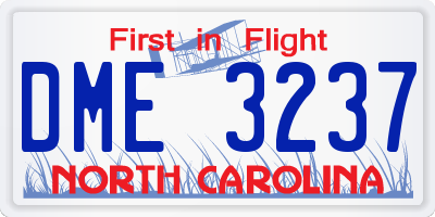 NC license plate DME3237